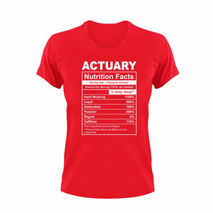 Actuary Nutrition Facts Novelty T-Shirtactuary, funny, Ladies, Mens, Nutrition Facts, Unisex