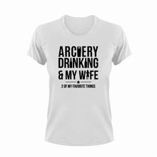 Load image into Gallery viewer, Archery Drinking And My Wife Funny T-Shirtalcohol, archer, archery, Arrows, bow, drinking, drinking and my wife, funny, Ladies, marriage, Mens, Unisex, wife
