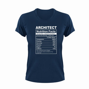 Architect Nutrition Facts Novelty T-Shirtarchitect, funny, Ladies, Mens, Nutrition Facts, Unisex