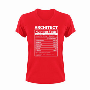 Architect Nutrition Facts Novelty T-Shirtarchitect, funny, Ladies, Mens, Nutrition Facts, Unisex
