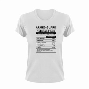 Armed Guard Nutrition Facts Novelty T-Shirtarmed guard, funny, Ladies, Mens, Nutrition Facts, Unisex