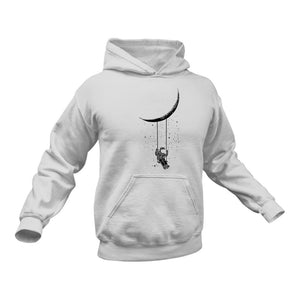 Astronaut Swinging on the Moon Cotton Hoodie, Best Gift Idea for those who like Space