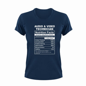 Audio And Video Technician Nutrition Facts Novelty T-Shirtaudio and video technician, funny, Ladies, Mens, Nutrition Facts, Unisex