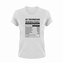 Load image into Gallery viewer, Av Technician Nutrition Facts Novelty T-Shirtav technician, funny, Ladies, Mens, Nutrition Facts, Unisex
