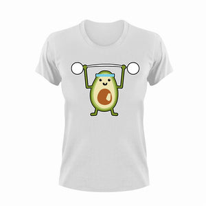 Avocado weight lifting T-Shirtavocado, fitness, gym, gymnast, health, Ladies, Mens, Unisex, weights, workout