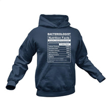 Load image into Gallery viewer, Bacteriologist Nutritional Facts Hoodie - Ideal Gift for a Bacteriologist
