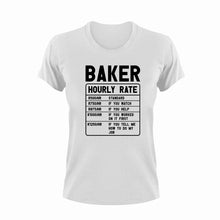 Load image into Gallery viewer, Baker Hourly Rate Novelty T-Shirtbake, baker, baking, funny, Hourly Rate, hourly rates, Ladies, Mens, Unisex
