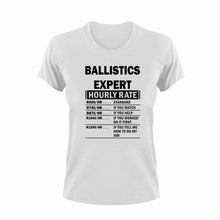 Load image into Gallery viewer, Ballistics Expert Hourly Rate Novelty T-Shirtballistics, ballistics expert, funny, Hourly Rate, hourly rates, Ladies, Mens, Unisex
