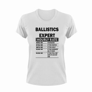Ballistics Expert Hourly Rate Novelty T-Shirtballistics, ballistics expert, funny, Hourly Rate, hourly rates, Ladies, Mens, Unisex