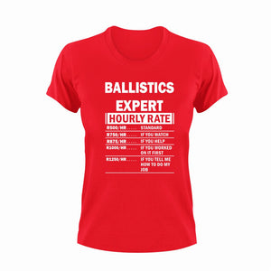 Ballistics Expert Hourly Rate Novelty T-Shirtballistics, ballistics expert, funny, Hourly Rate, hourly rates, Ladies, Mens, Unisex