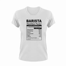 Load image into Gallery viewer, Barista Nutrition Facts Novelty T-ShirtBarista, coffee, funny, Ladies, Mens, Nutrition Facts, Unisex
