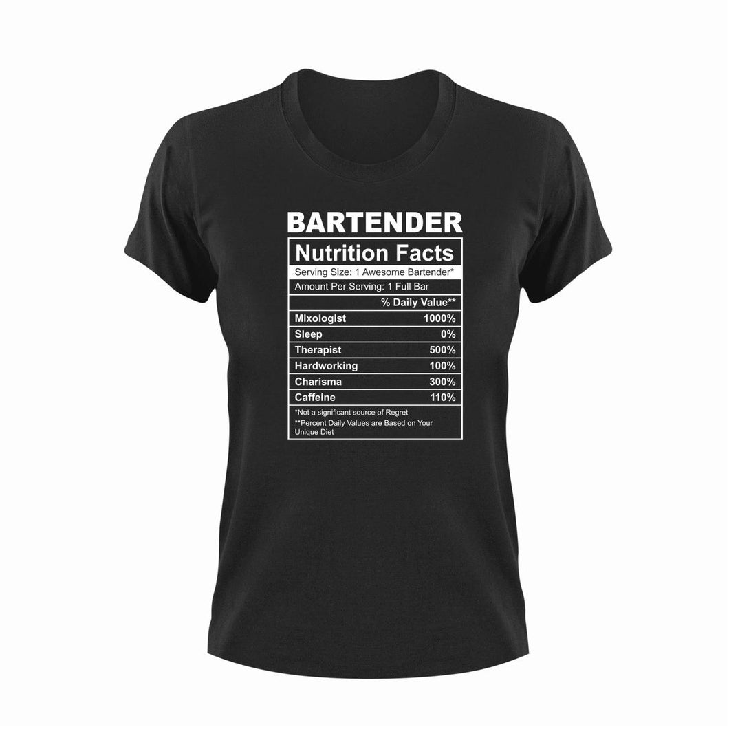 Bartender Nutrition Facts Novelty T-ShirtBar, Bartender, funny, Ladies, Mens, Nutrition Facts, Unisex