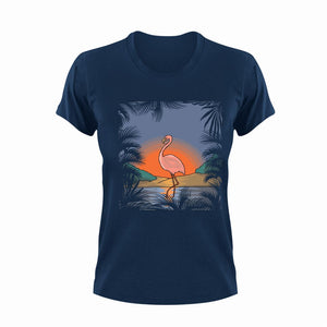 Beach Flamingo Novelty T-Shirtbeach, beach fun, bird, flamingo, Ladies, Mens, pretty, Unisex