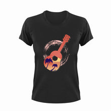 Load image into Gallery viewer, Beach Guitar T-Shirtbeach, beach fun, guitar, Ladies, Mens, music, music lover, musician, rock music, Unisex
