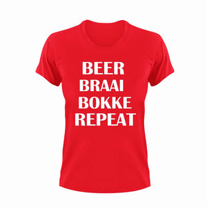 Beer Braai Bokke Repeat Afrikaans T-Shirt