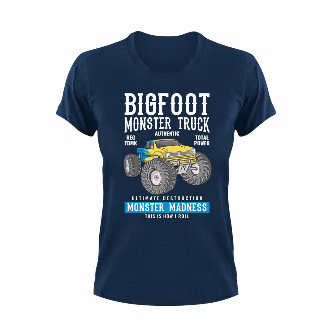 Bigfoot Monster Truck Unisex Navy T-Shirt Gift Idea 125