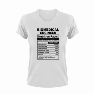 Biomedical Engineer Nutrition Facts Novelty T-ShirtBiomedical, biomedical engineer, funny, Ladies, Mens, Nutrition Facts, Unisex