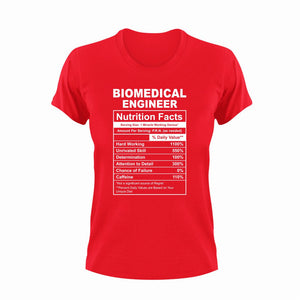 Biomedical Engineer Nutrition Facts Novelty T-ShirtBiomedical, biomedical engineer, funny, Ladies, Mens, Nutrition Facts, Unisex