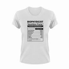 Load image into Gallery viewer, Biophysicist Nutrition Facts Novelty T-ShirtBiophysicist, funny, Ladies, Mens, Nutrition Facts, Unisex
