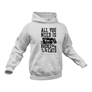 Books And Cats Cotton Hoodies, This Makes a Great Gift Idea