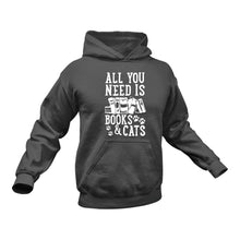 Load image into Gallery viewer, Books And Cats Cotton Hoodies, This Makes a Great Gift Idea
