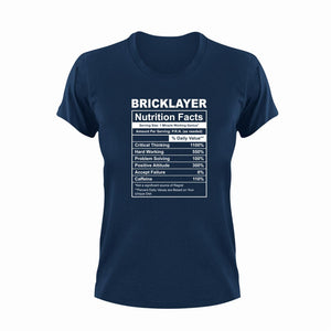 Bricklayer Nutrition Facts Novelty T-Shirtbricklayer, construction, funny, Ladies, Mens, Nutrition Facts, Unisex