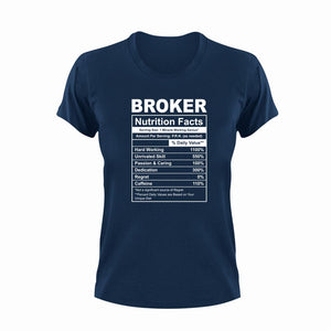 Broker Nutrition Facts Novelty T-ShirtBroker, funny, Ladies, Mens, Nutrition Facts, Unisex