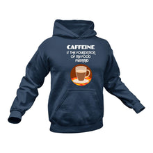 Load image into Gallery viewer, Caffeine is the Foundation of my Food Pyramid Cotton Hoodie, Best Gift Idea for Coffee Drinkers
