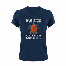 Load image into Gallery viewer, What happens at the campfire stays at the campfire T-Shirt
