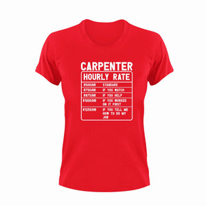 Carpenter Hourly Rate Novelty T-ShirtCarpenter, funny, Hourly Rate, hourly rates, Ladies, Mens, Unisex