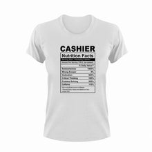 Load image into Gallery viewer, Cashier Nutrition Facts Funny T-Shirtcashier, funny, Ladies, Mens, Nutrition Facts, Unisex
