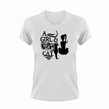 Load image into Gallery viewer, A Girl and her Cat T-Shirtanimals, cat, Ladies, Mens, pets, Unisex
