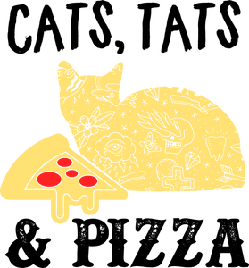 Cats Tattoos and Pizza Hoodie