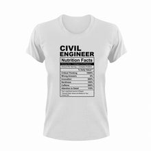 Load image into Gallery viewer, Civil Engineer Nutrition Facts Funny T-ShirtCivil Engineer, engineer, Ladies, Mens, Nutrition Facts, Unisex

