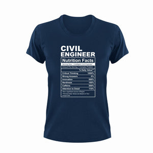 Civil Engineer Nutrition Facts Funny T-ShirtCivil Engineer, engineer, Ladies, Mens, Nutrition Facts, Unisex
