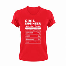 Load image into Gallery viewer, Civil Engineer Nutrition Facts Funny T-ShirtCivil Engineer, engineer, Ladies, Mens, Nutrition Facts, Unisex
