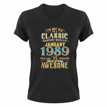 Load image into Gallery viewer, 35 Years Old Birthday T-Shirt - Born in January 1989 - Great Gift For Him or Her
