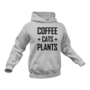 Coffee Cats Plants Hoodie - Gift Idea