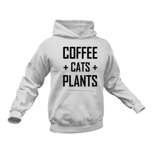 Coffee Cats Plants Hoodie - Gift Idea