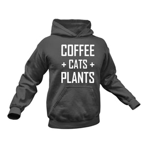 Coffee Cats Plants Hoodie - Gift Idea