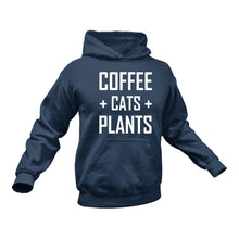 Load image into Gallery viewer, Coffee Cats Plants Hoodie - Gift Idea
