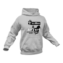 Load image into Gallery viewer, Coffee And Horses - Unique Cotton Hoodie - Best Idea for a Equestrian Gift
