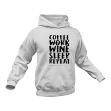 Load image into Gallery viewer, Coffee Gifts, Wine Gifts, Sleep Repeat Hoodie - Gifts for Wine Lovers, Gifts for Coffee Lovers
