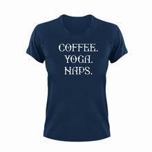 Load image into Gallery viewer, Coffee Yoga Naps Unisex NavyT-Shirt Gift Idea 136

