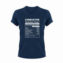 Load image into Gallery viewer, Conductor Nutrition Facts Funny T-ShirtConductor, funny, Ladies, Mens, Nutrition Facts, trains, Unisex
