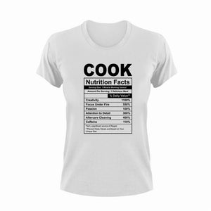 Cook Nutrition Facts Funny T-ShirtCook, cooking, funny, Ladies, Mens, Nutrition Facts, Unisex