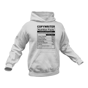 Copywriter Nutritional Facts Hoodie - Ideal Gift for a Copywriter