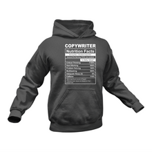 Load image into Gallery viewer, Copywriter Nutritional Facts Hoodie - Ideal Gift for a Copywriter
