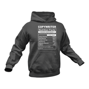 Copywriter Nutritional Facts Hoodie - Ideal Gift for a Copywriter