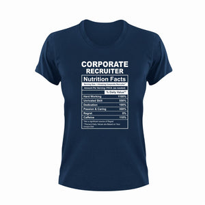 Corporate Recruiter Nutrition Facts Funny T-ShirtCorporate Recruiter, funny, Ladies, Mens, Nutrition Facts, Unisex